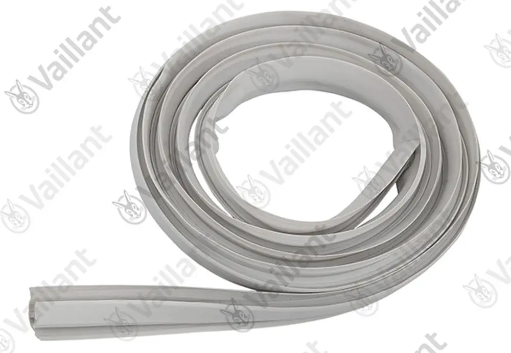 Graue, flexible Profilleiste von Vaillant, aufgerollt. Das Produkt hat eine glatte, einheitliche Oberfläche und eignet sich für verschiedene Anwendungen.